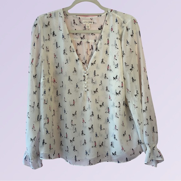 Maison Jules Tops - Madison Jules Long Sleeve Ruffle Button Down Blouse- Sz Large